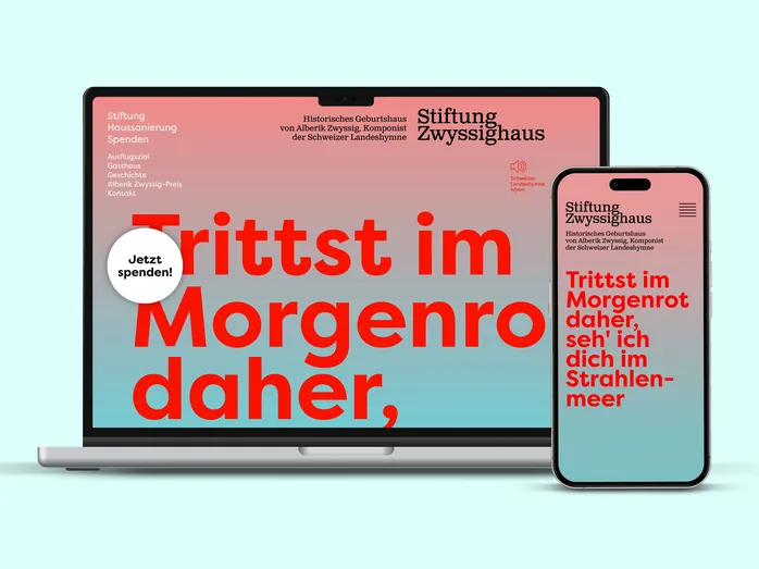 Website der Stiftung Zwyssighaus auf einem Smartphone und einem Laptop